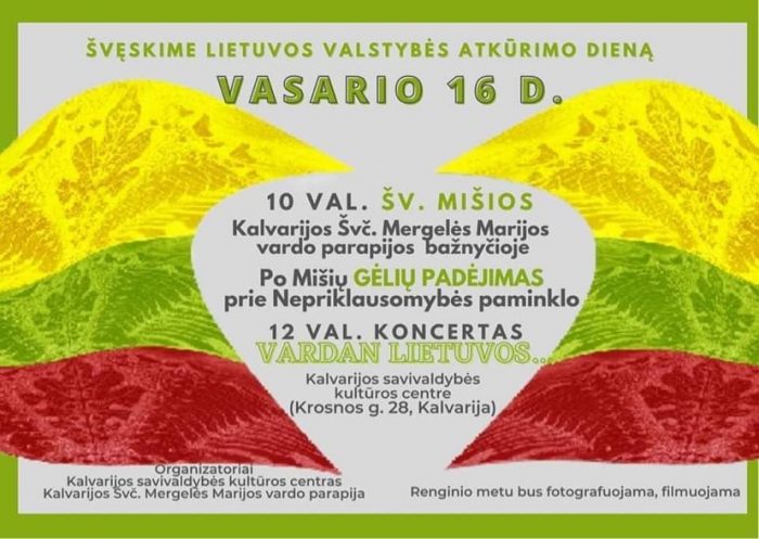 Koncertas „Vardan Lietuvos..“ @ Kalvarijos savivaldybės kultūros centras